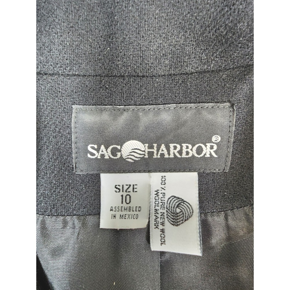 Sag Harbor Wool Coat Women Size 10 Black Pure New Wool Button Front Blazer Good - Picture 4 of 11